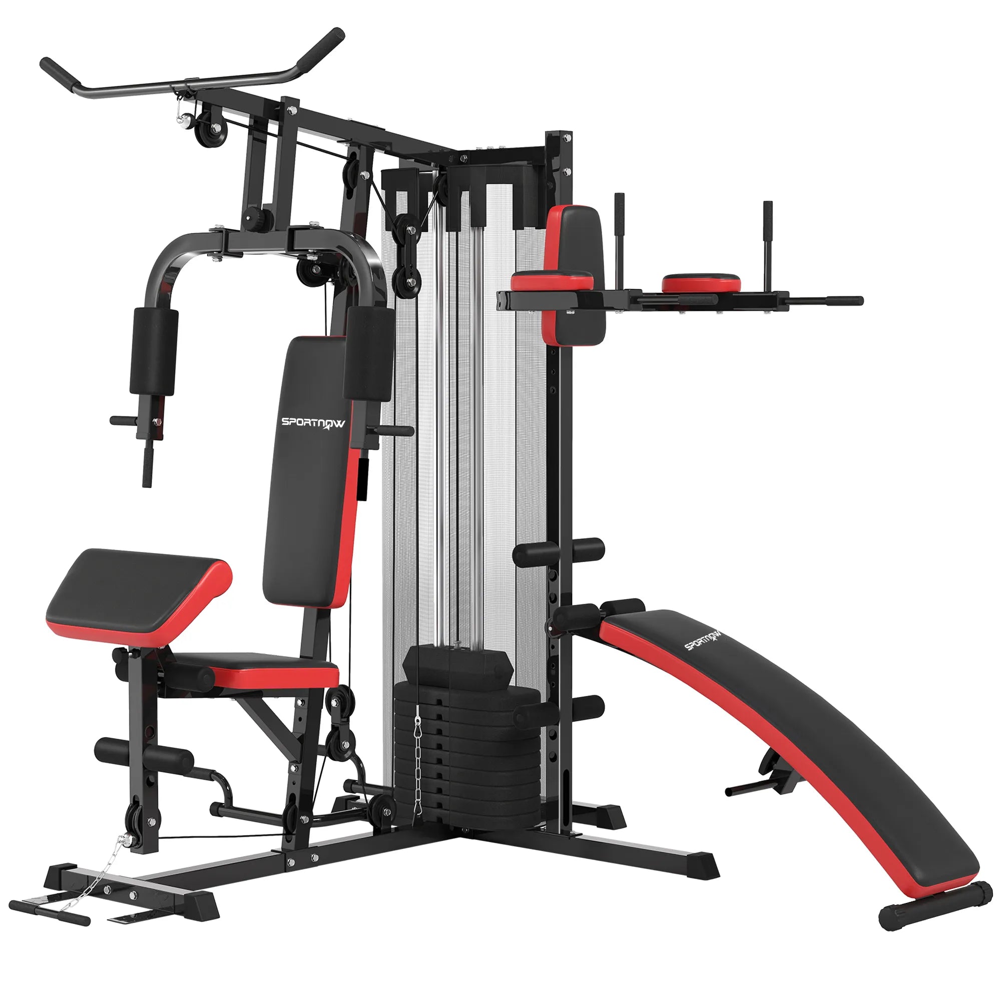 Daugiafunkcė treniruoklių stotis su 65 kg svorio bloku iki 110 kg juoda