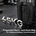 Daugiafunkcė treniruoklių stotis su 65 kg svorių bloku ir kojų presu