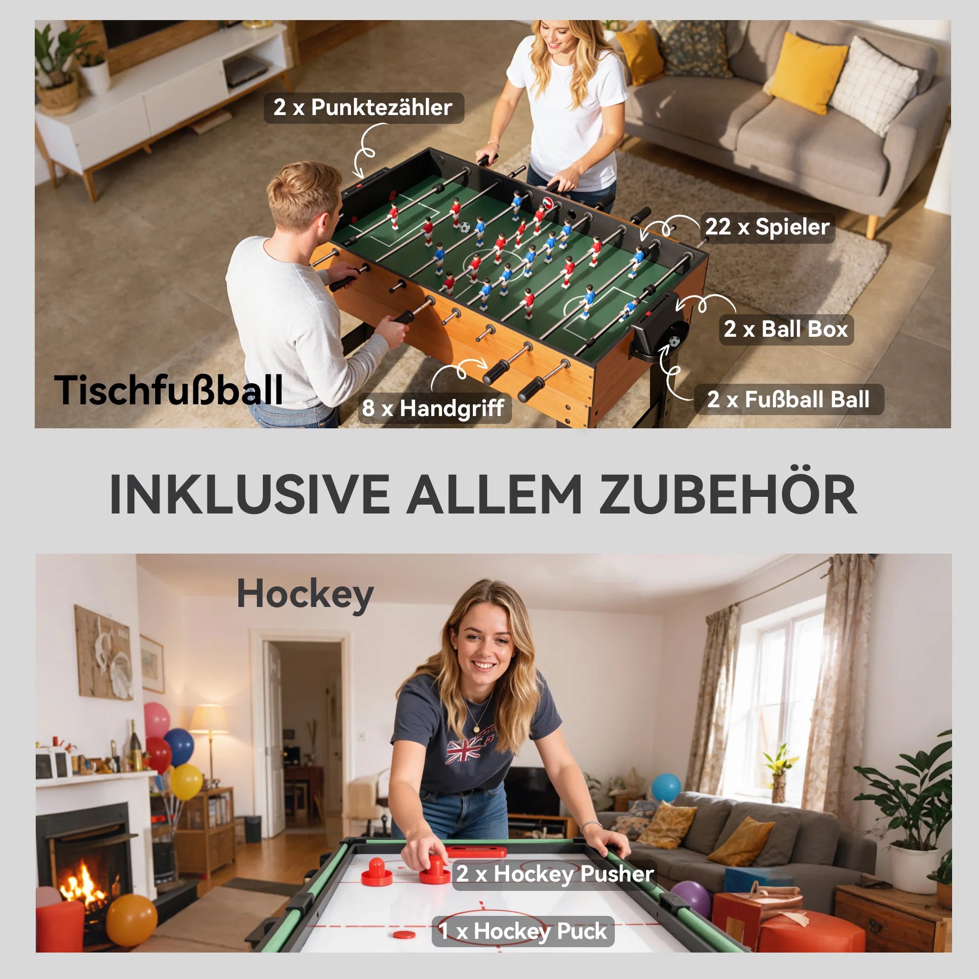 Daugiafunkcinis žaidimų stalas 5-in-1, riešutmedžio spalvos