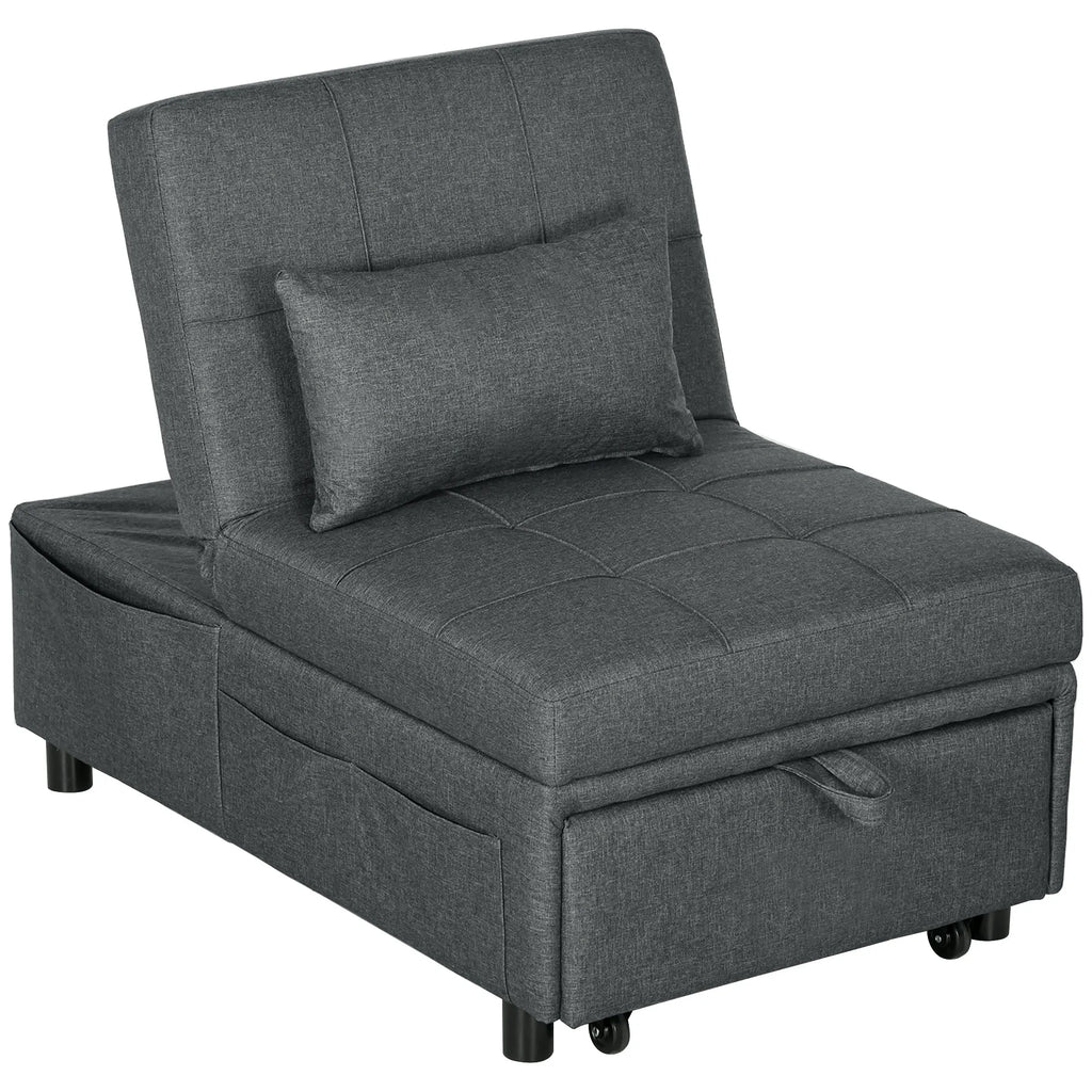 Daugiafunkcis 4-in-1 fotelis sofa-lova, transformuojama su atlošu ir pagalvėlėmis