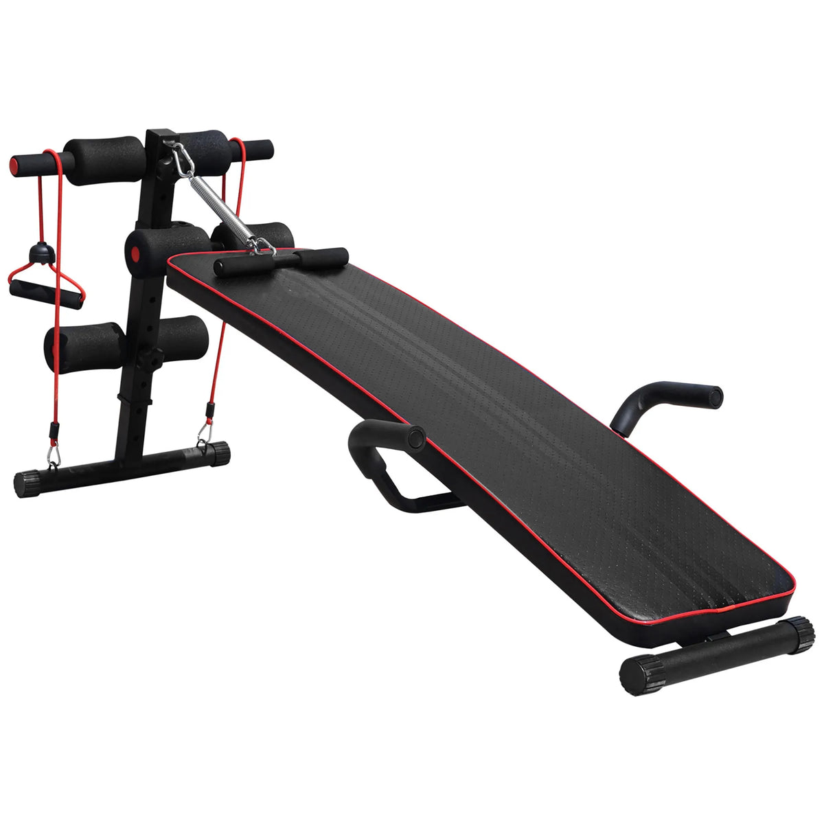 Daugiafunkcis treniruočių suoliukas, reguliuojamas, iki 120 kg, juodas/raudonas