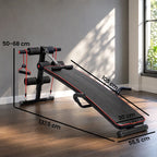 Daugiafunkcis treniruočių suoliukas, reguliuojamas, iki 120 kg, juodas/raudonas