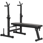 Daugiafunkcis treniruočių suoliukas su reguliuojamu štangos laikikliu, sulankstomas, iki 220 kg, juodas