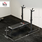 Daugiafunkcis treniruočių suoliukas su reguliuojamu štangos laikikliu, sulankstomas, iki 220 kg, juodas