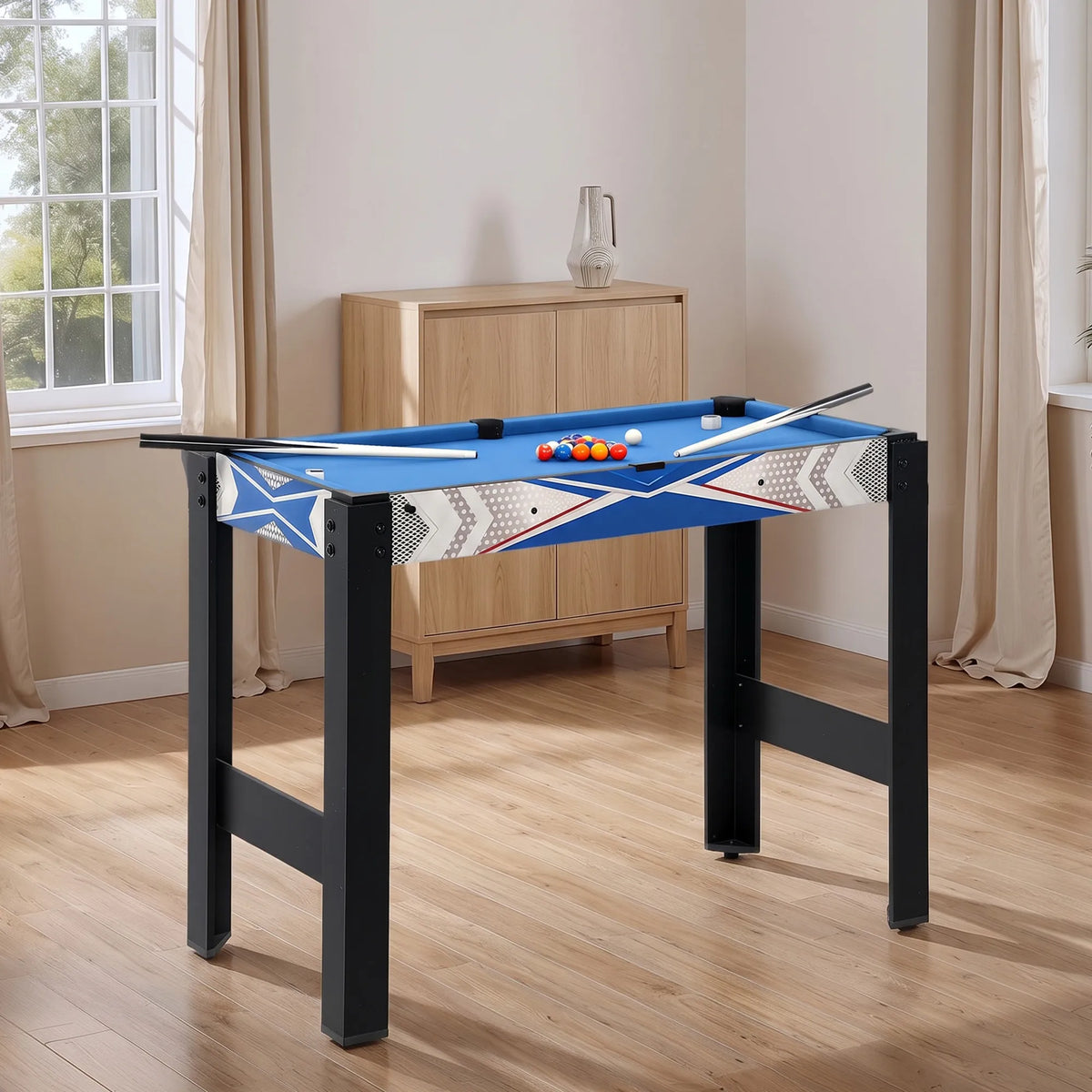 Daugiafunkcis žaidimų stalas 5-in-1 su priedais, 91x45,5x76 cm, mėlynas