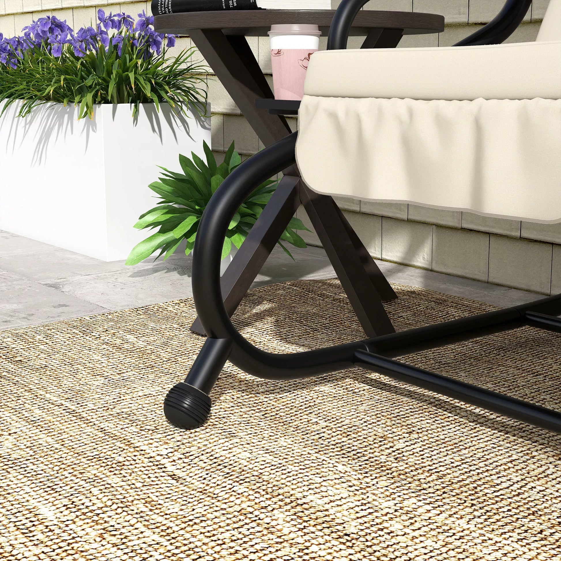 2-in-1 Hollywood šūvis su atlošimo funkcija, reguliuojamas stogas, iki 340 kg, plienas, 200x120x164 cm, kreminė balta