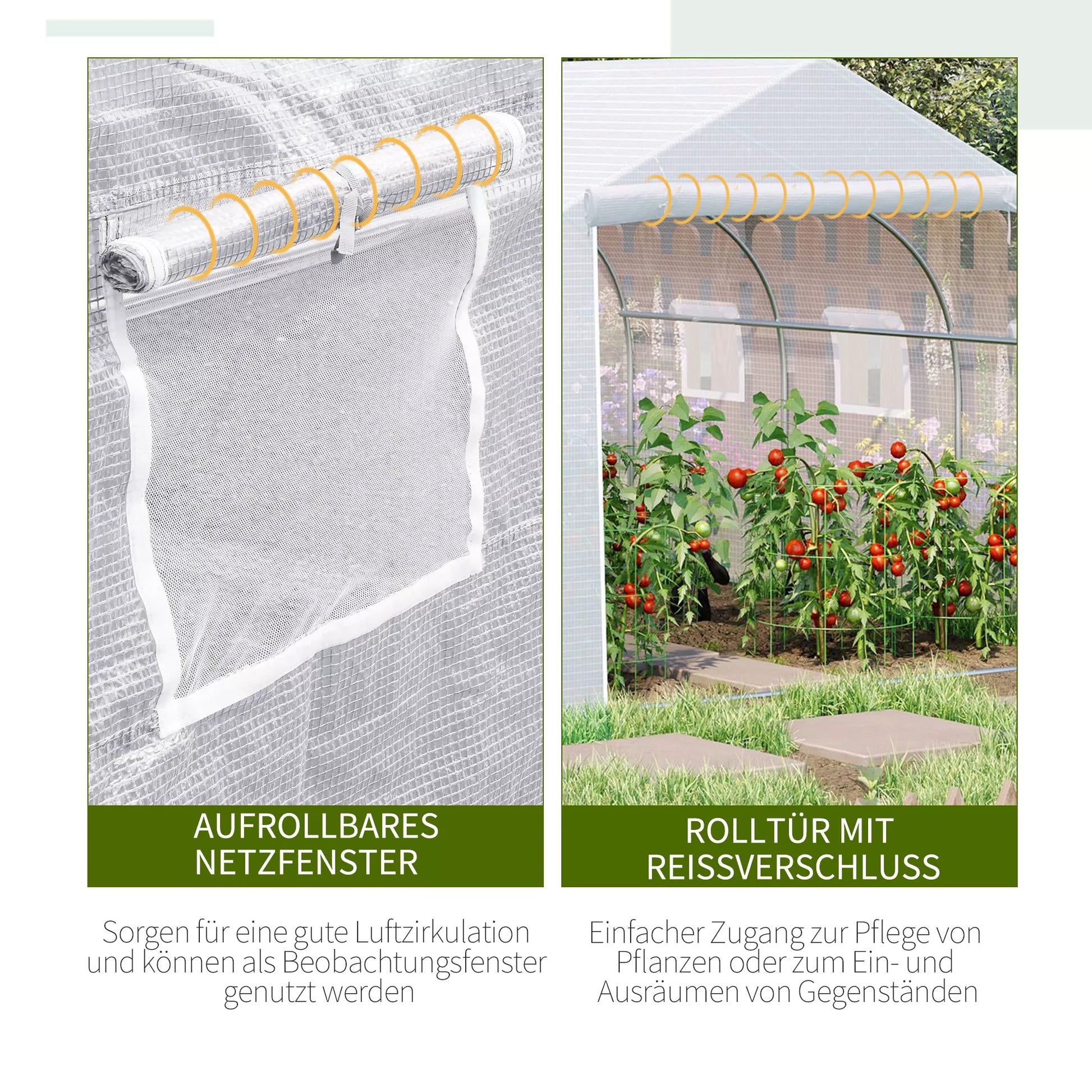 Tunelinis šiltnamis, 6 užtraukiami langai, užtrauktukas, atspari plyšimui plėvelė, metalinis rėmas, 4,45 x 3 x 2,05 m