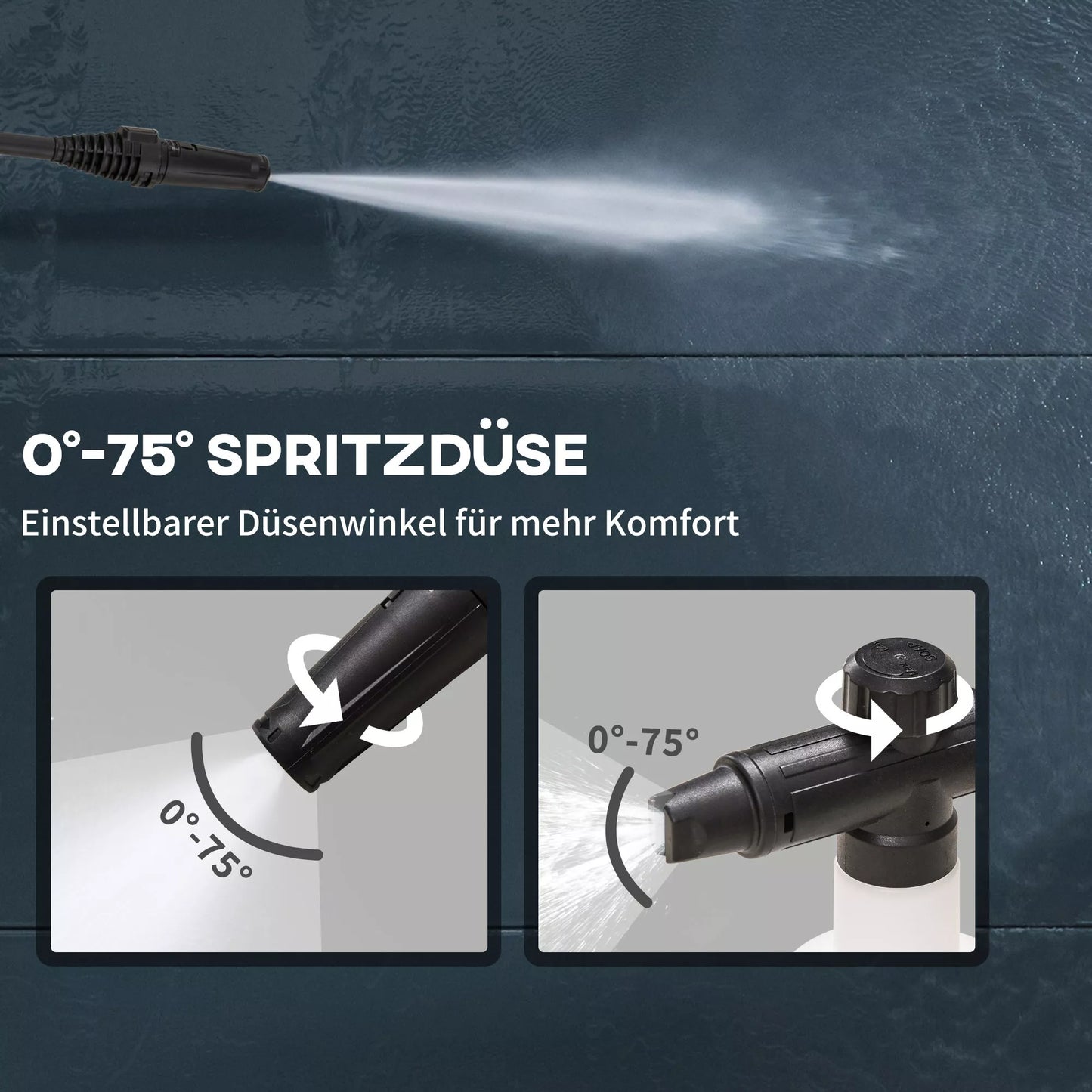 Aukšto slėgio plovykla, 5 dalių priedų rinkinys, reguliuojamas purškimo antgalis, 150 bar slėgis, 1800 W, maks. 510 l/val., 35x27x78cm