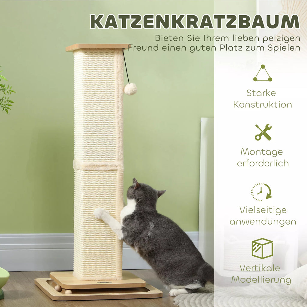 Katės draskyklė su žaidimų trasa 87 cm ąžuolo spalvos