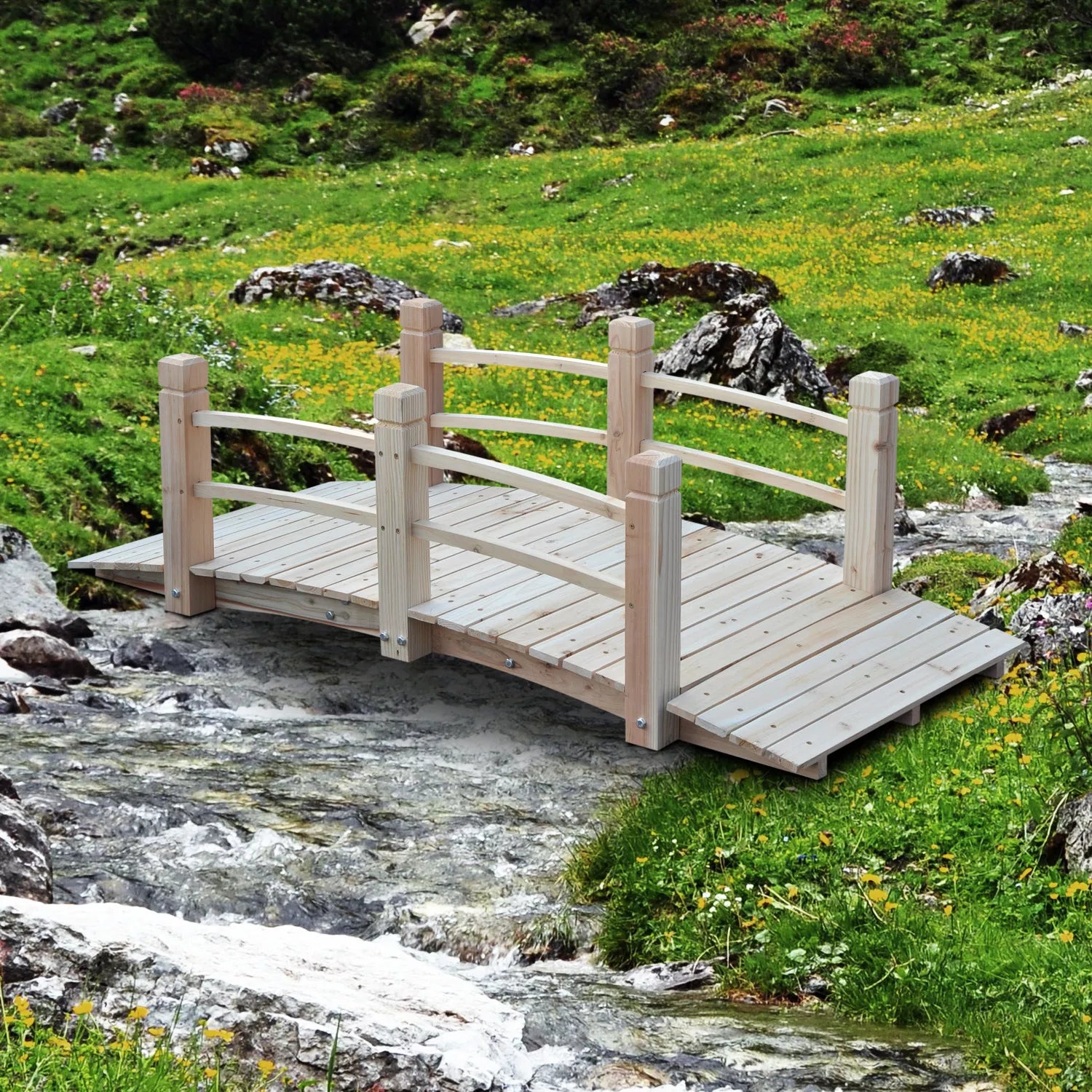 Dekoratyvinis sodo tiltelis iš eglės medienos 152,5x67cm naturalios spalvos