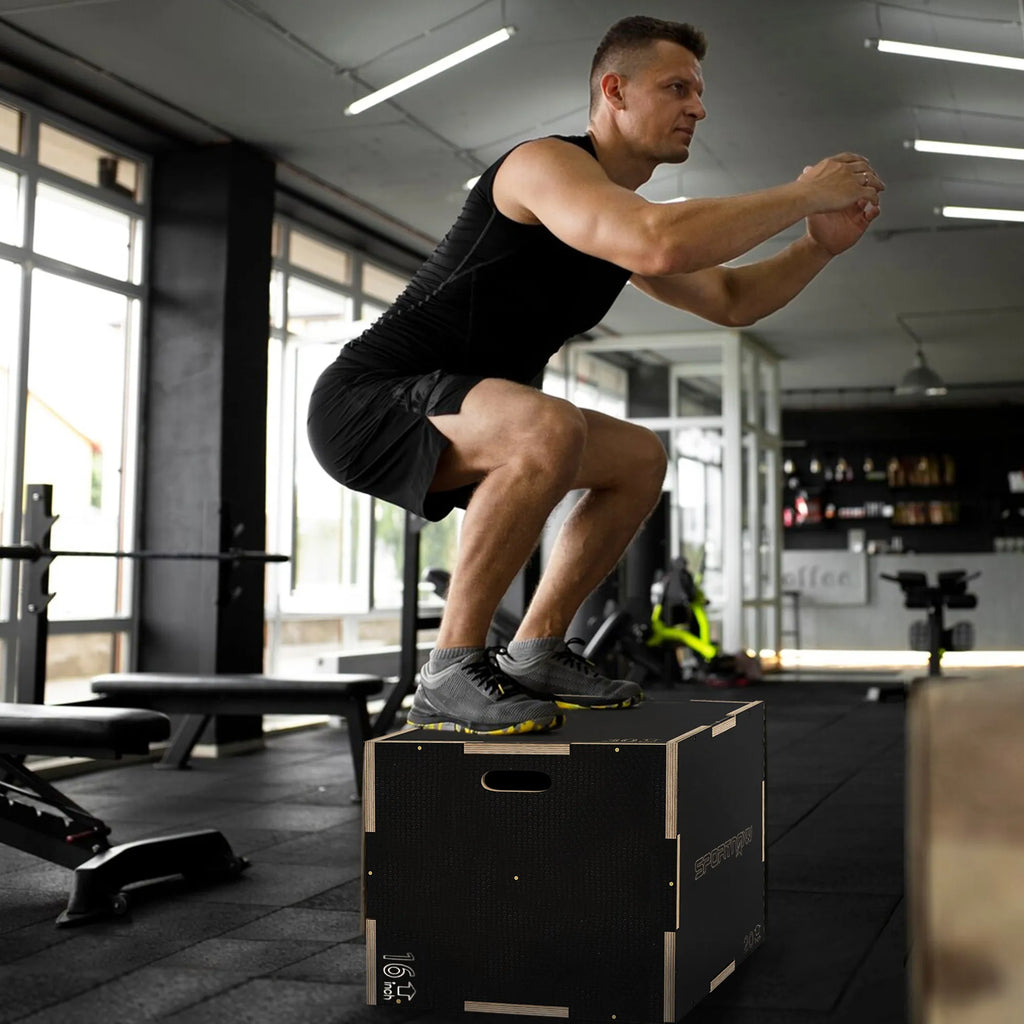 Dėžė treniruotėms šuoliukams, reguliuojamo aukščio, iki 120 kg, juoda