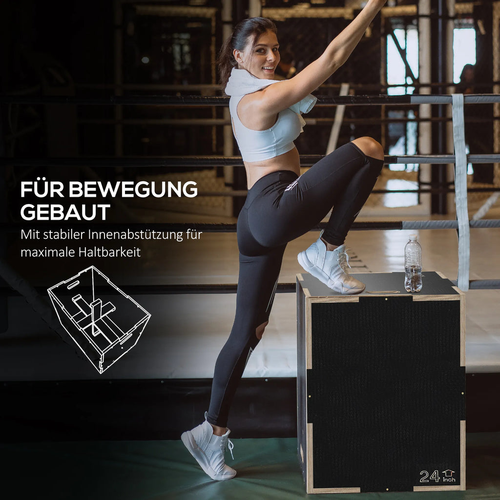 Dėžė treniruotėms šuoliukams, reguliuojamo aukščio, iki 120 kg, juoda