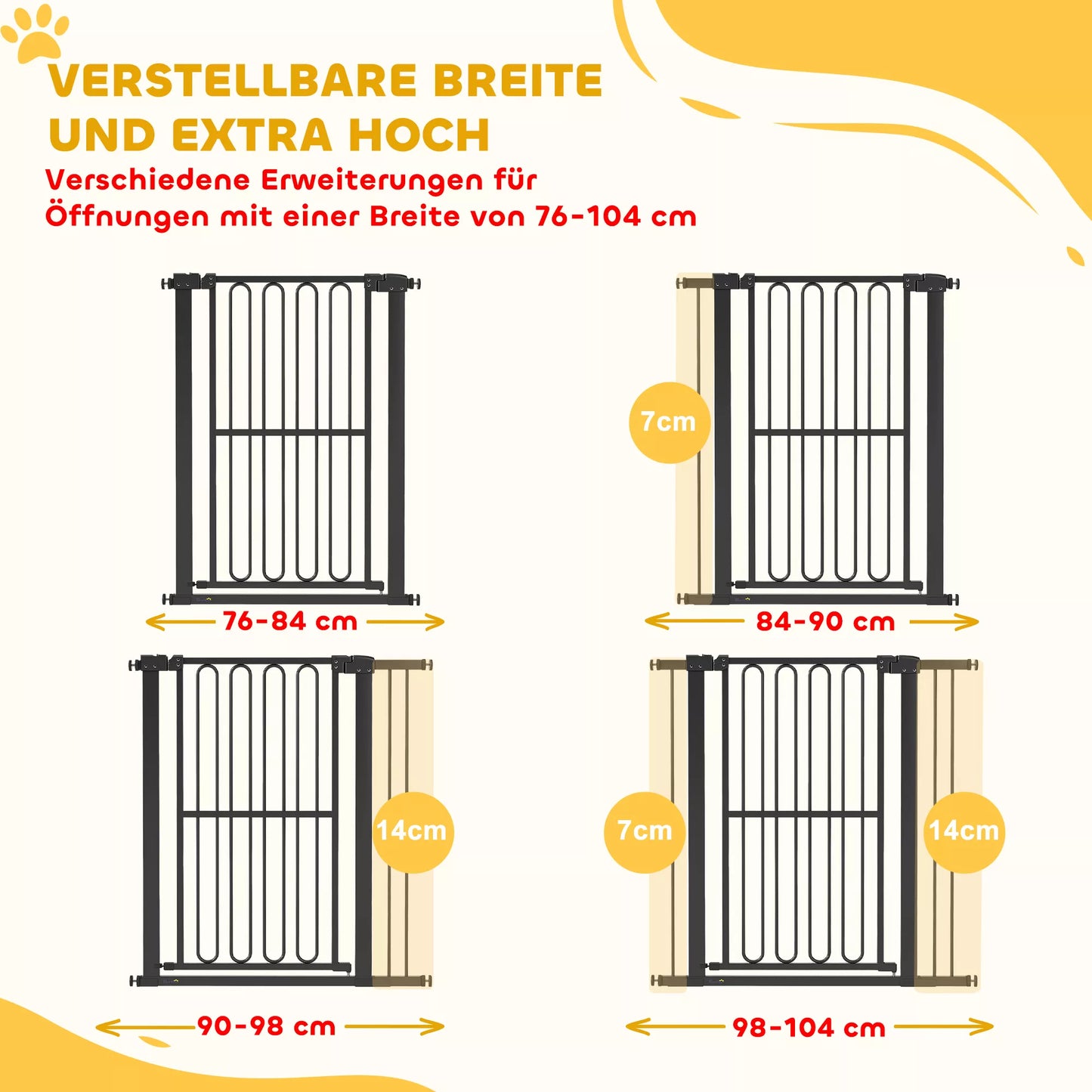 Apsauginiai varteliai šuniui, 76-104 cm, montuojami be gręžimo, varteliai laiptams