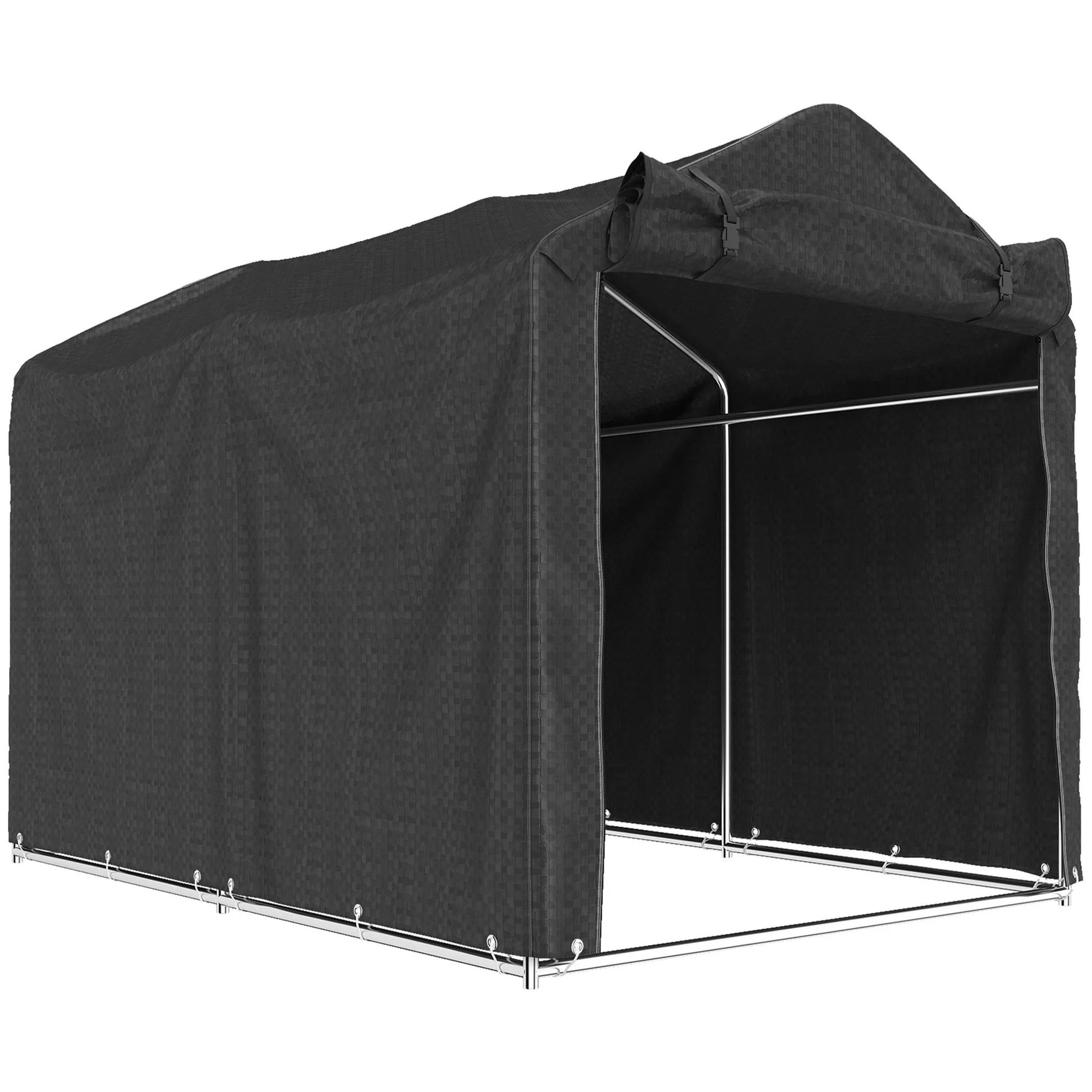 Garažo palapinė, vandeniui atspari palapinė su durimis, atspari UV spinduliams, 220 x 157 x 165 cm, juoda