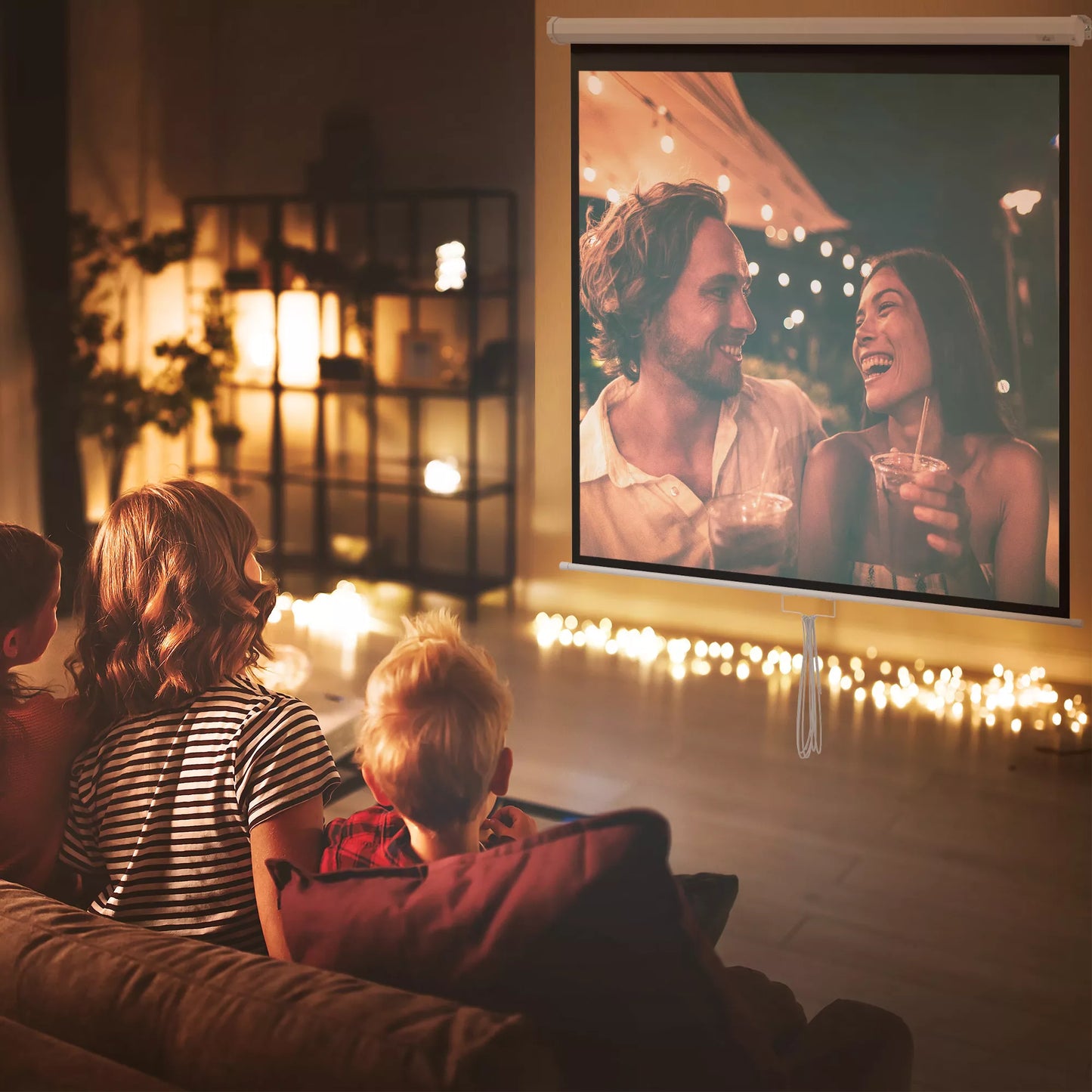 Projektoriaus ekranas 178 x 178 cm, 99 colių, 1:1, HD 4K, namų kino teatrui, biuro pristatymams