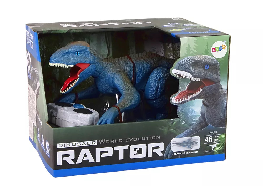 Dinozauras nuotoliniu būdu valdomas Velociraptor, 46 cm, su garsu ir šviesa, mėlynas
