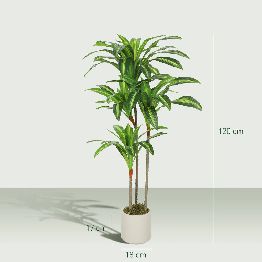Dirbtinė dracena 120 cm su lanksčiais kamienais ir vazonu, žalia