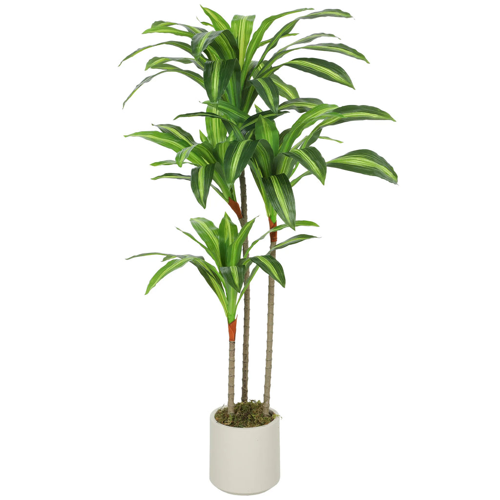 Dirbtinė dracena 120 cm su lanksčiais kamienais ir vazonu, žalia