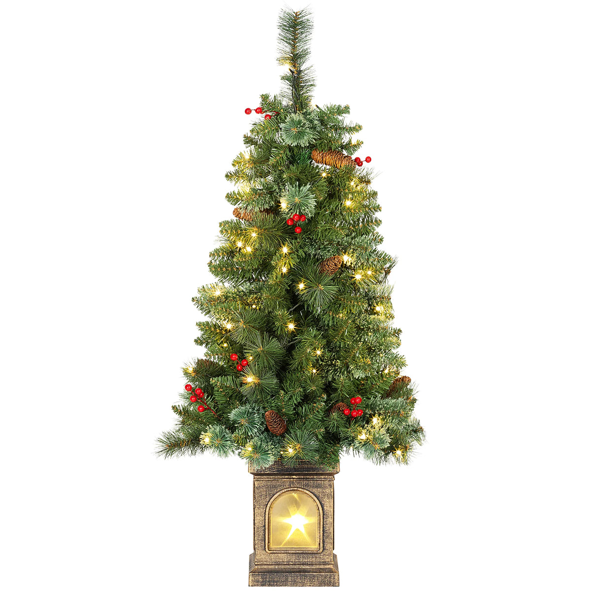 Dirbtinė eglutė, 120 cm, 100 LED lempučių, 214 šakelių viršūnėlių
