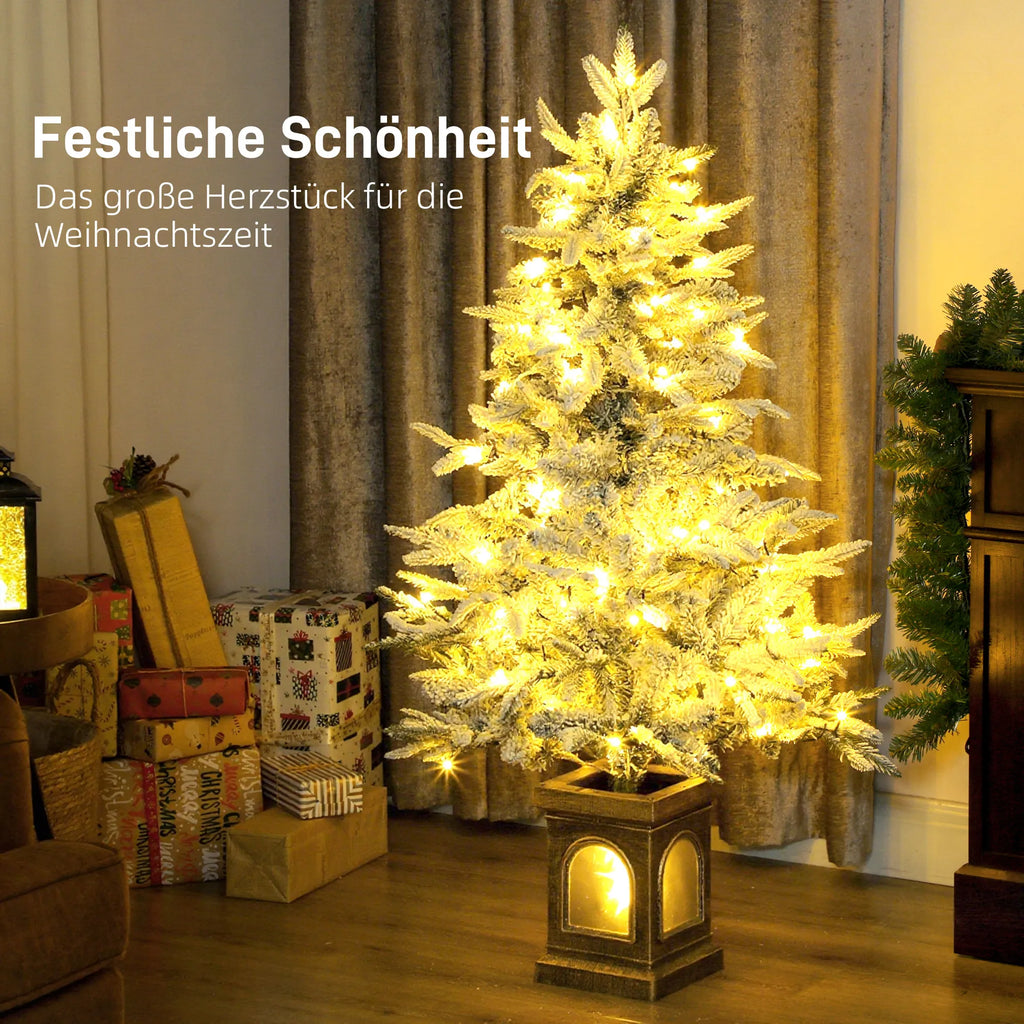 Dirbtinė eglutė, 120 cm, 242 šakelės, 100 LED, apsnigta