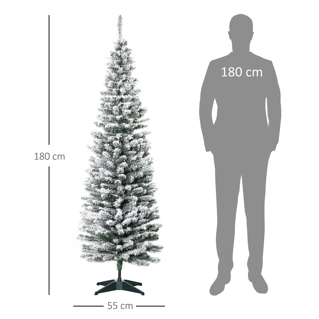 Dirbtinė eglutė, 180 cm, baltais sniego efekto galais, metalinis stovas, žalia