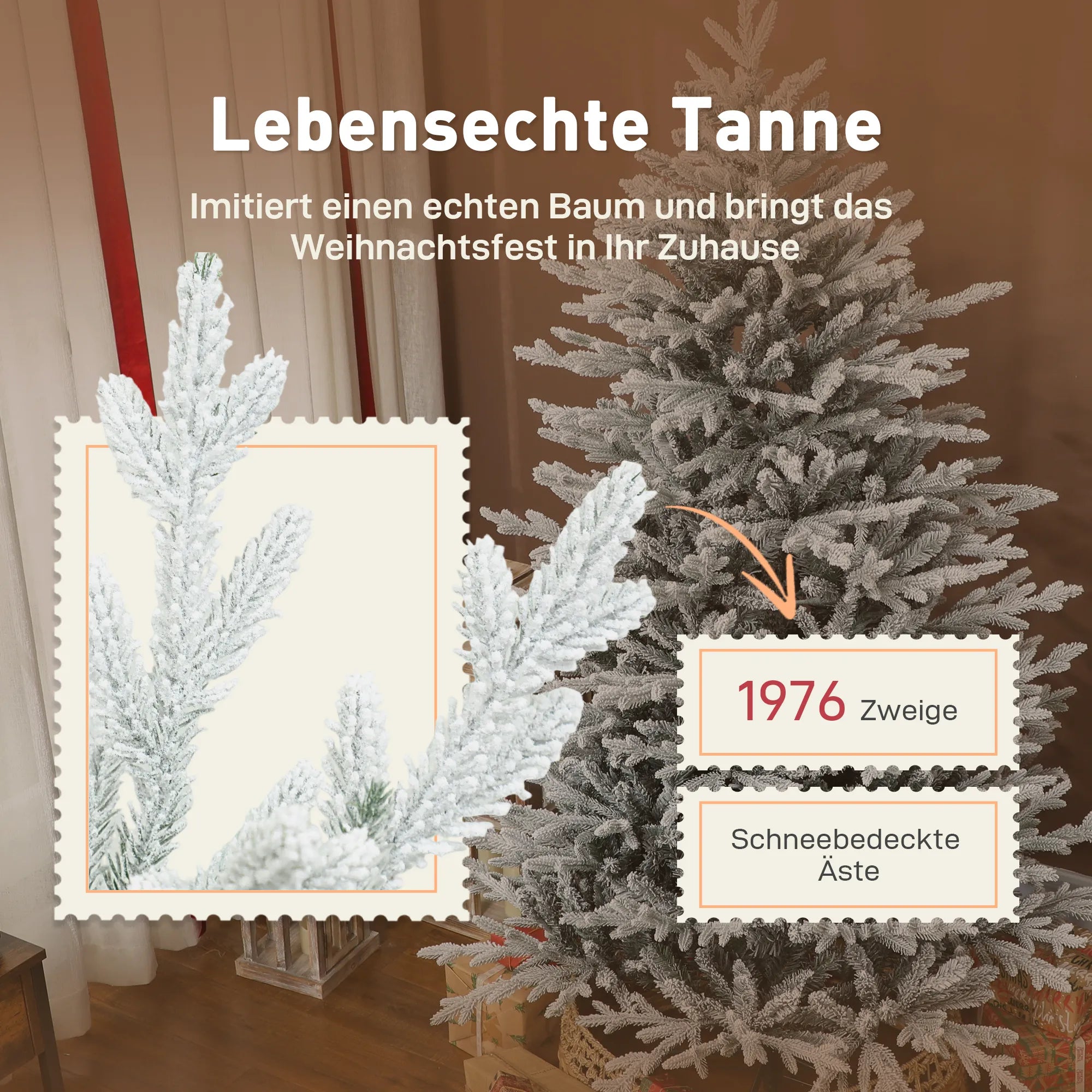 Dirbtinė eglutė, snieguota, 180 cm, žalia su balta