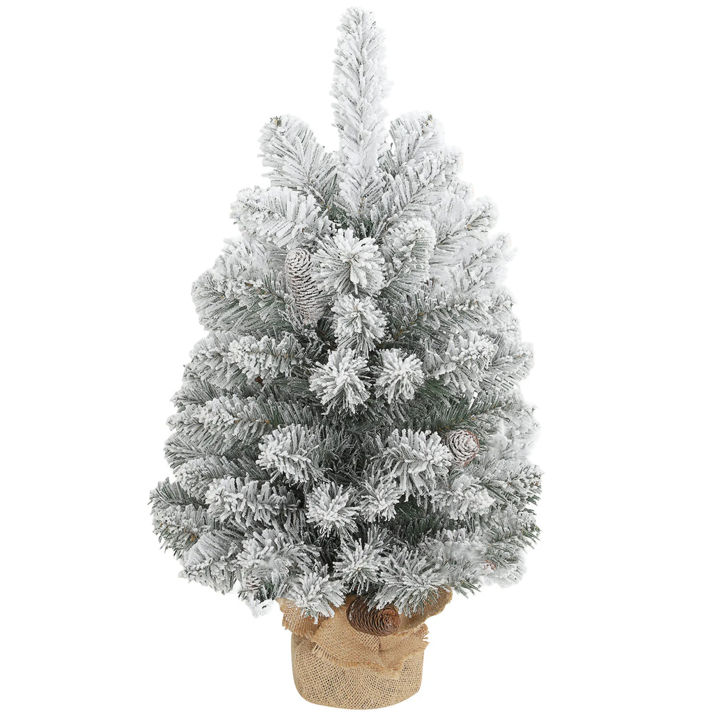 Dirbtinė eglutė su sniegu ir kankorėžiais, 60 cm, žalia ir balta