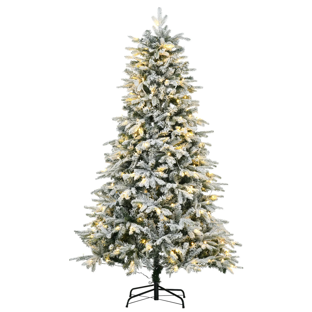 Dirbtinė eglutė su sniegu ir LED, 180 cm, 888 šakelės, žaliai balta