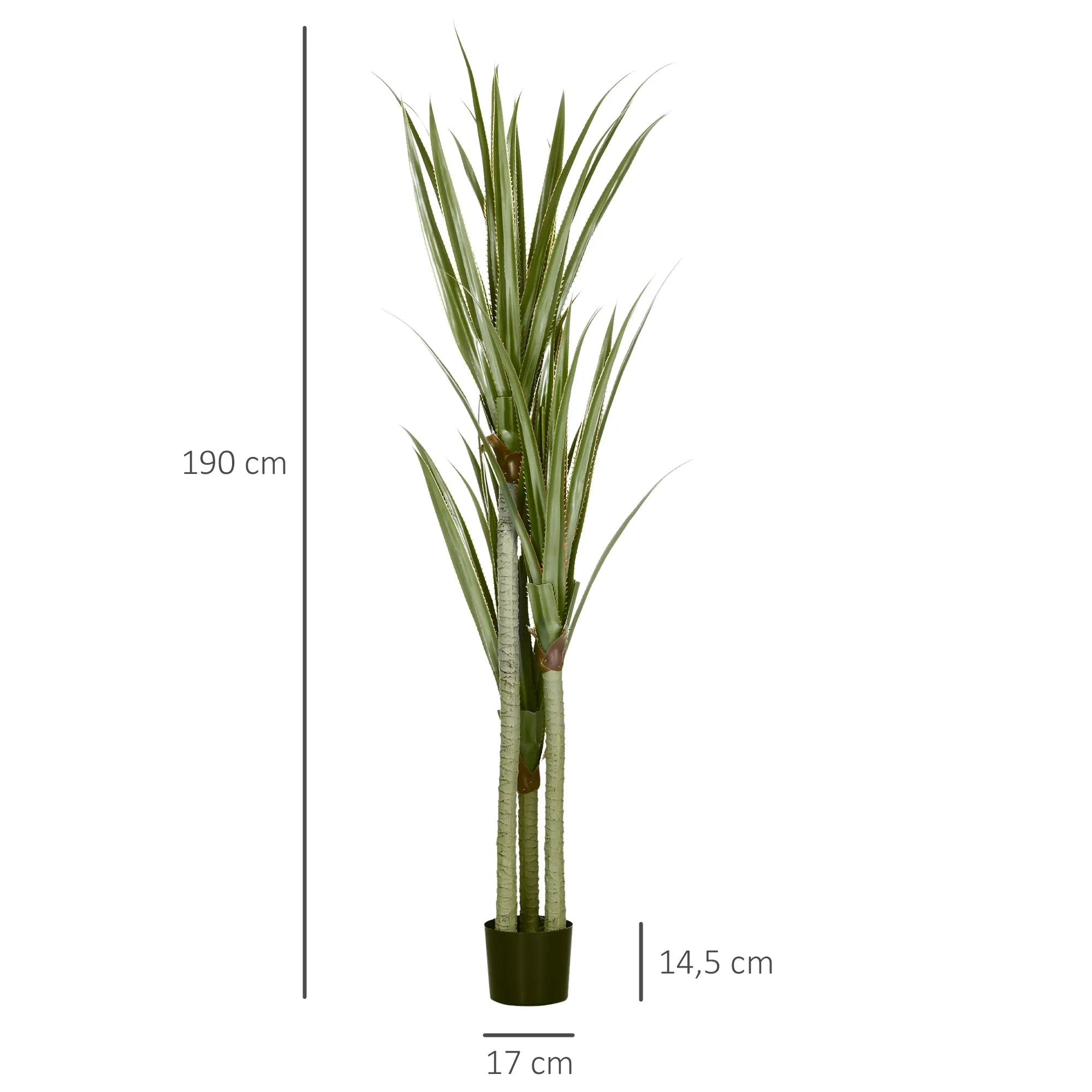 Dirbtinė juka 190 cm 39 lapų su vazonu smaragdinė