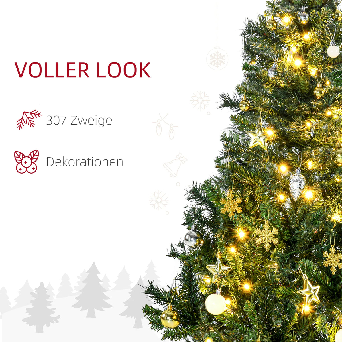 Dirbtinė kalėdinė eglutė, 120 cm, su LED ir žvaigžde, žalia