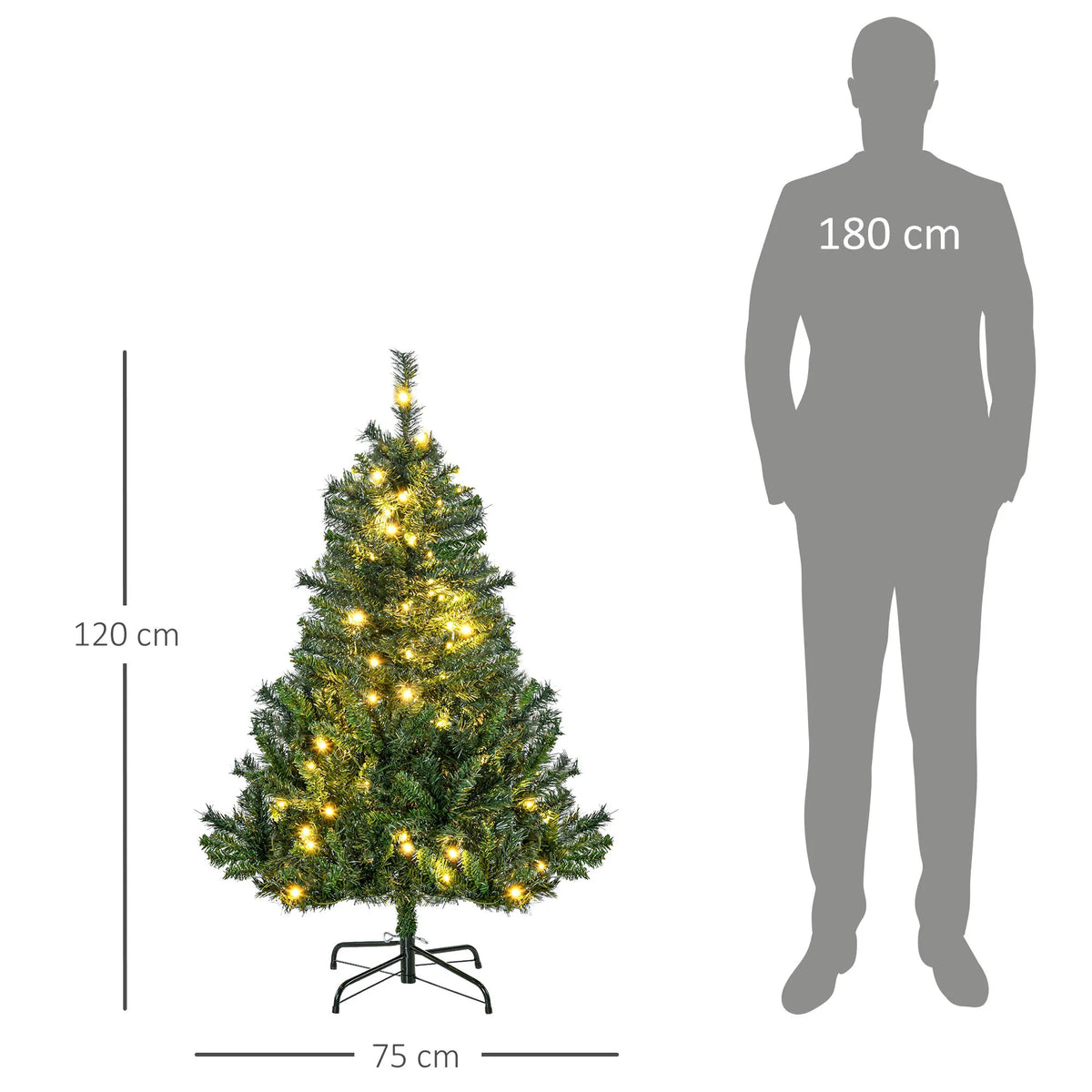 Dirbtinė kalėdinė eglutė, 120 cm, su LED ir žvaigžde, žalia