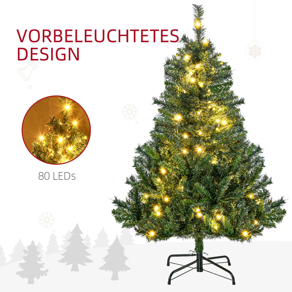 Dirbtinė kalėdinė eglutė, 120 cm, su LED ir žvaigžde, žalia