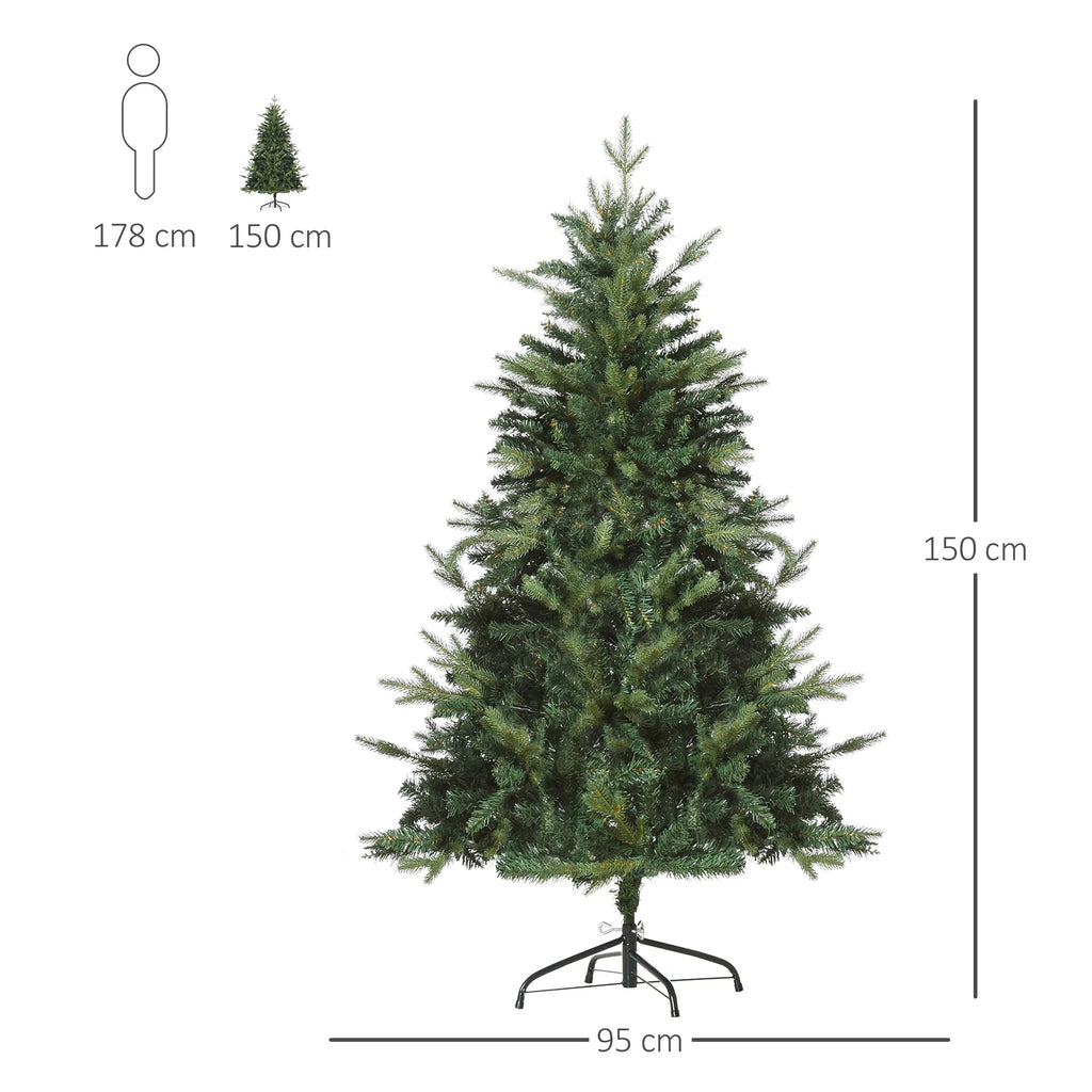 Dirbtinė kalėdinė eglutė, 150 cm, 946 šakelių viršūnėlės, su metaliniu stovu