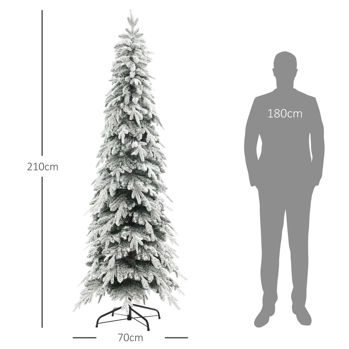 Dirbtinė kalėdinė eglutė, 210 cm, 800 tankių šakelių, su dirbtiniu sniegu
