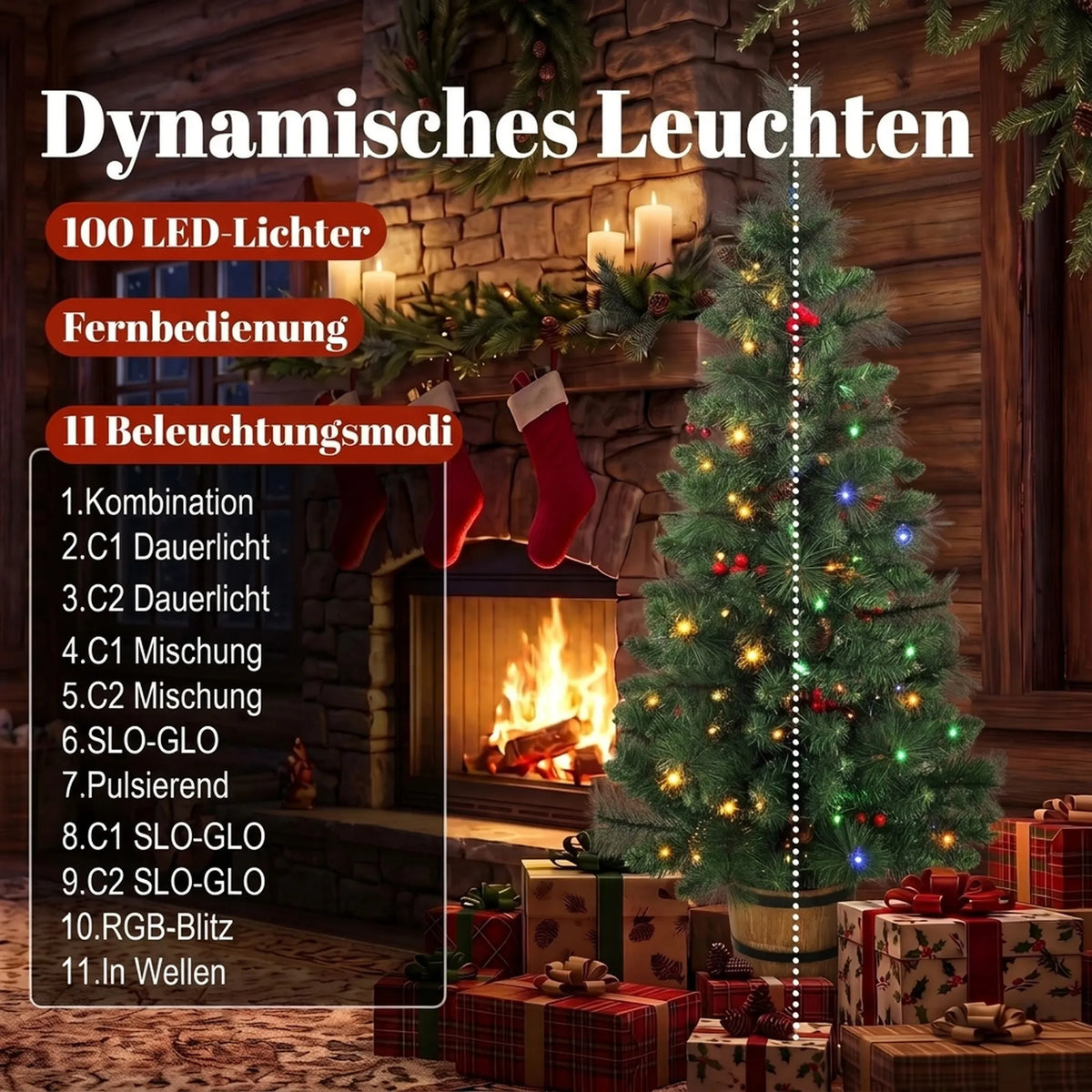 Dirbtinė kalėdinė eglutė su 100 LED lempučių, 120 cm