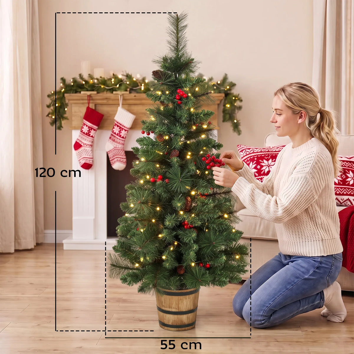 Dirbtinė kalėdinė eglutė su 100 LED lempučių, 120 cm