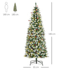 Dirbtinė kalėdinė eglutė su LED apšvietimu, 180 cm, apsnigta, 618 viršūnėlių