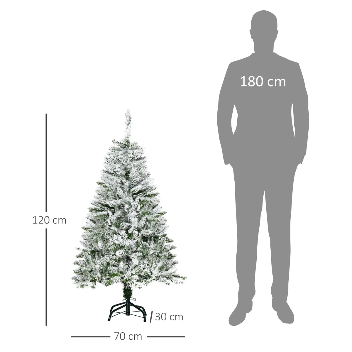 Dirbtinė Kalėdų eglutė su sniego efektu, 120 cm, žalia/balta