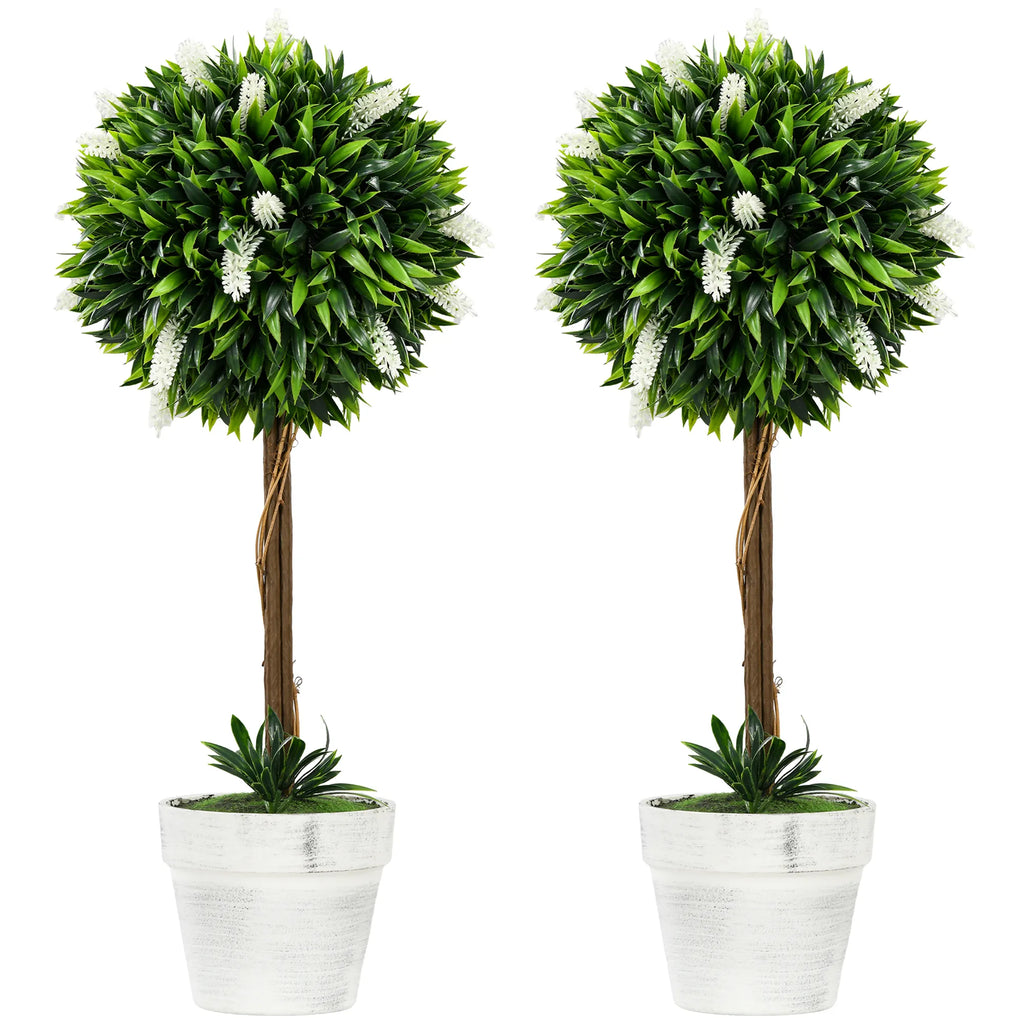 Dirbtinė levanda 60 cm, rutulio formos, 2 vnt., balta
