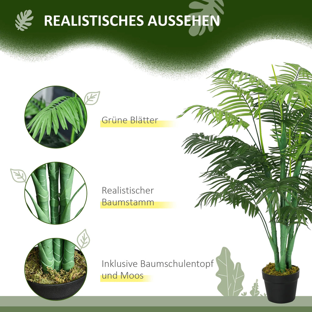 Dirbtinė palmė, 125 cm, su vazonu, žalia
