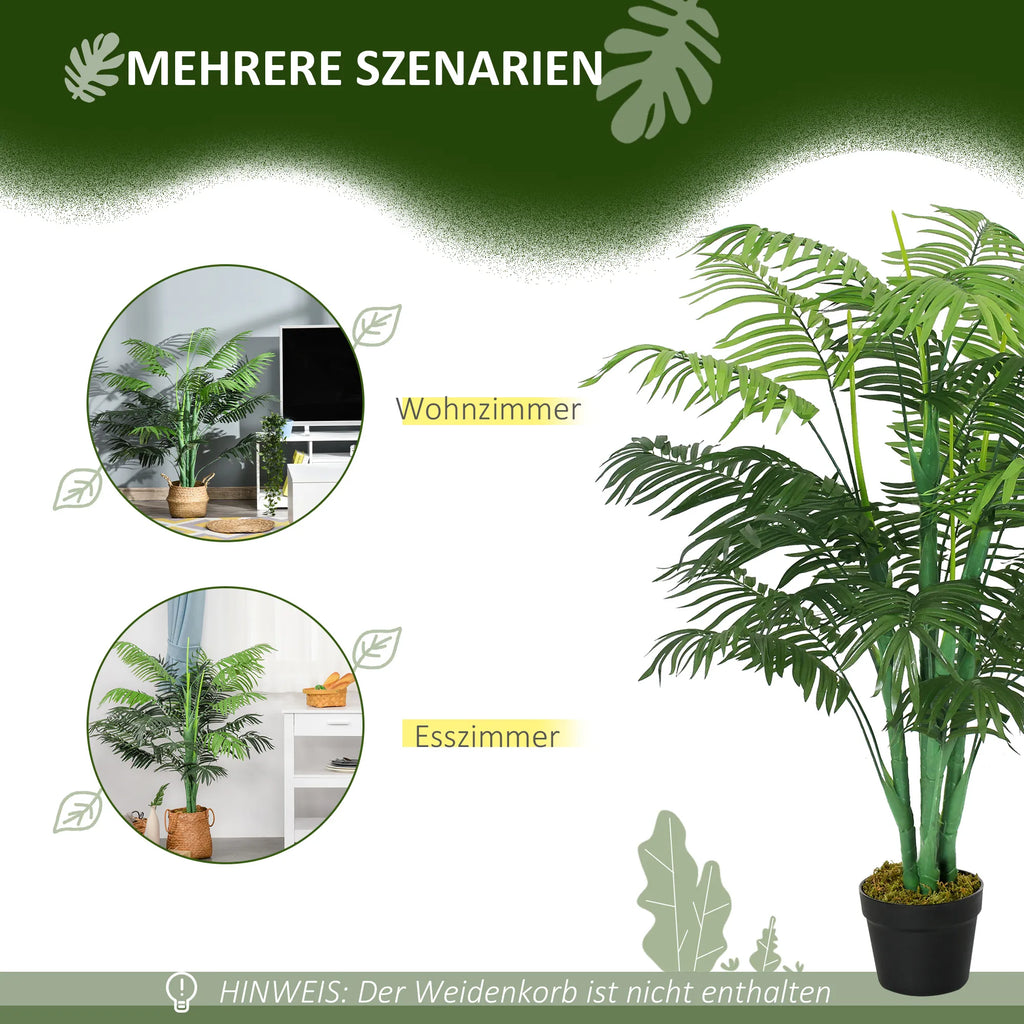 Dirbtinė palmė, 125 cm, su vazonu, žalia