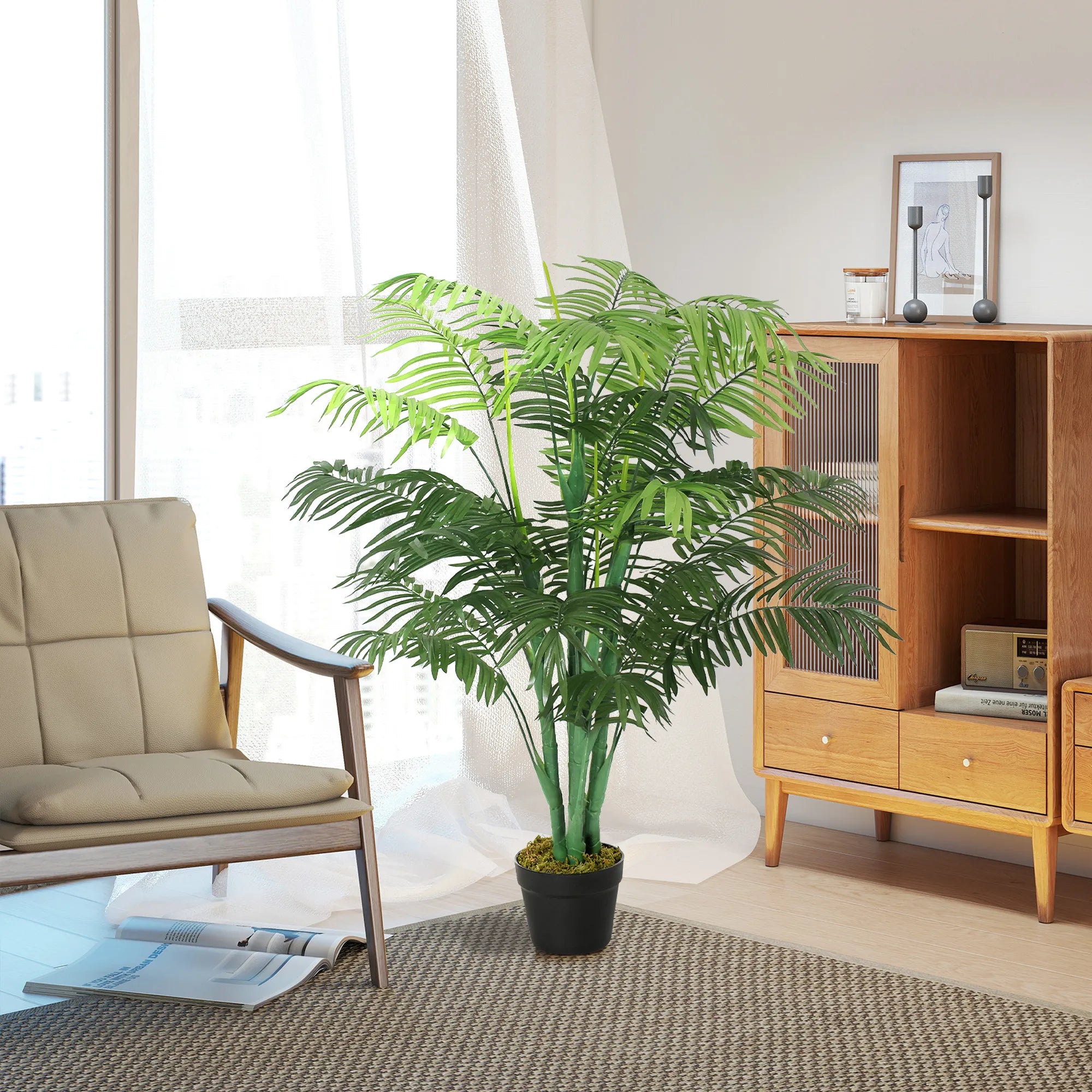 Dirbtinė palmė, 125 cm, su vazonu, žalia