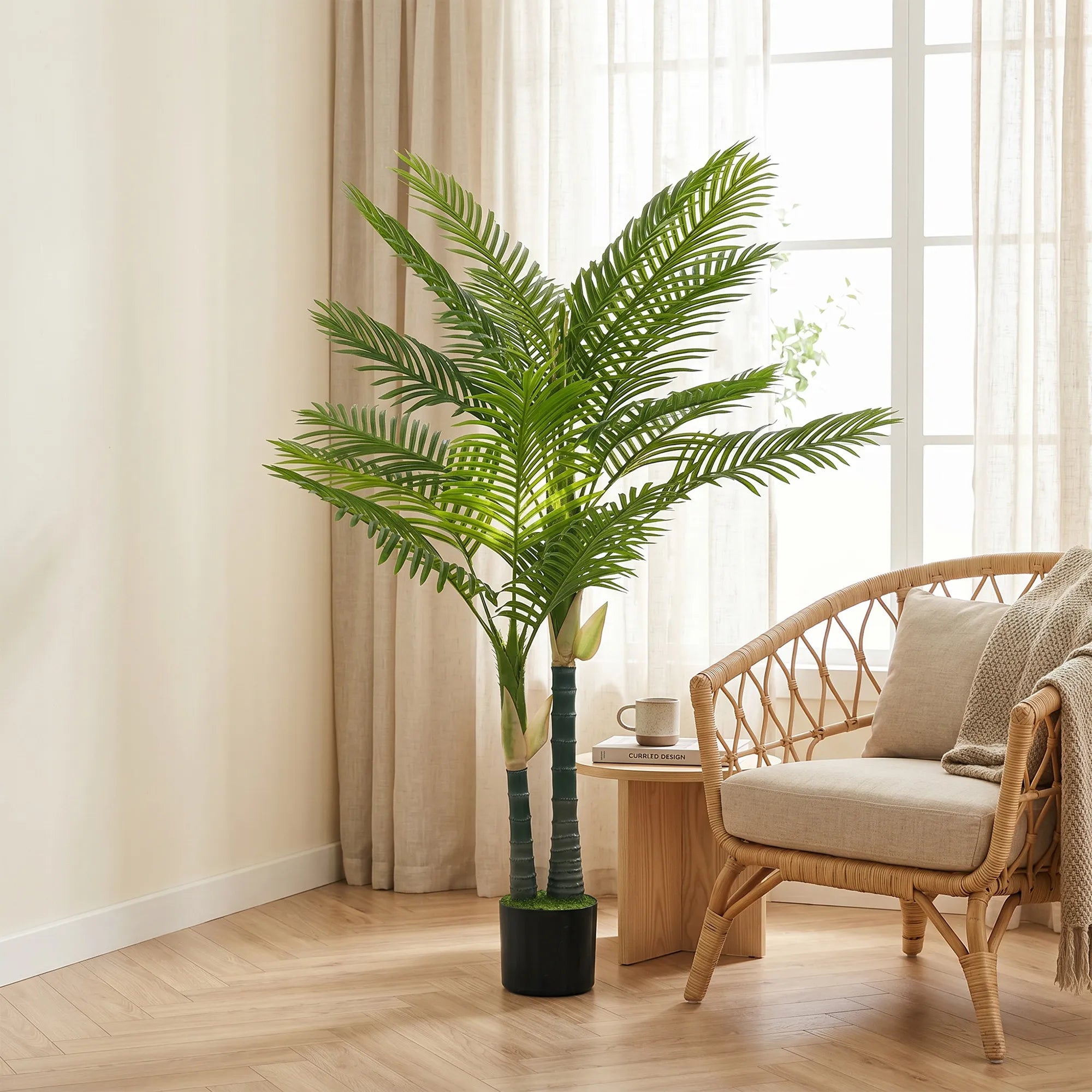 Dirbtinė palmė, 150 cm aukščio dekoratyvinė kambarinė gėlė, žalia