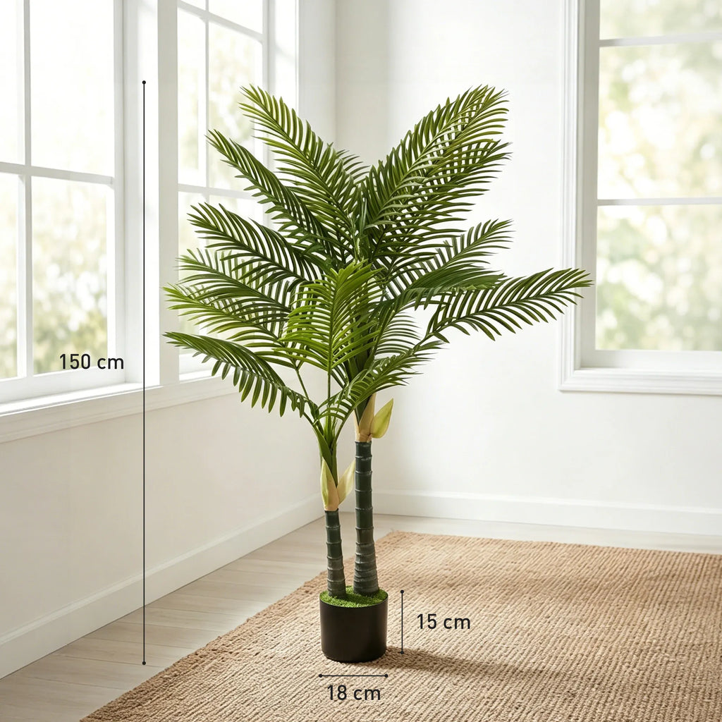 Dirbtinė palmė, 150 cm aukščio dekoratyvinė kambarinė gėlė, žalia