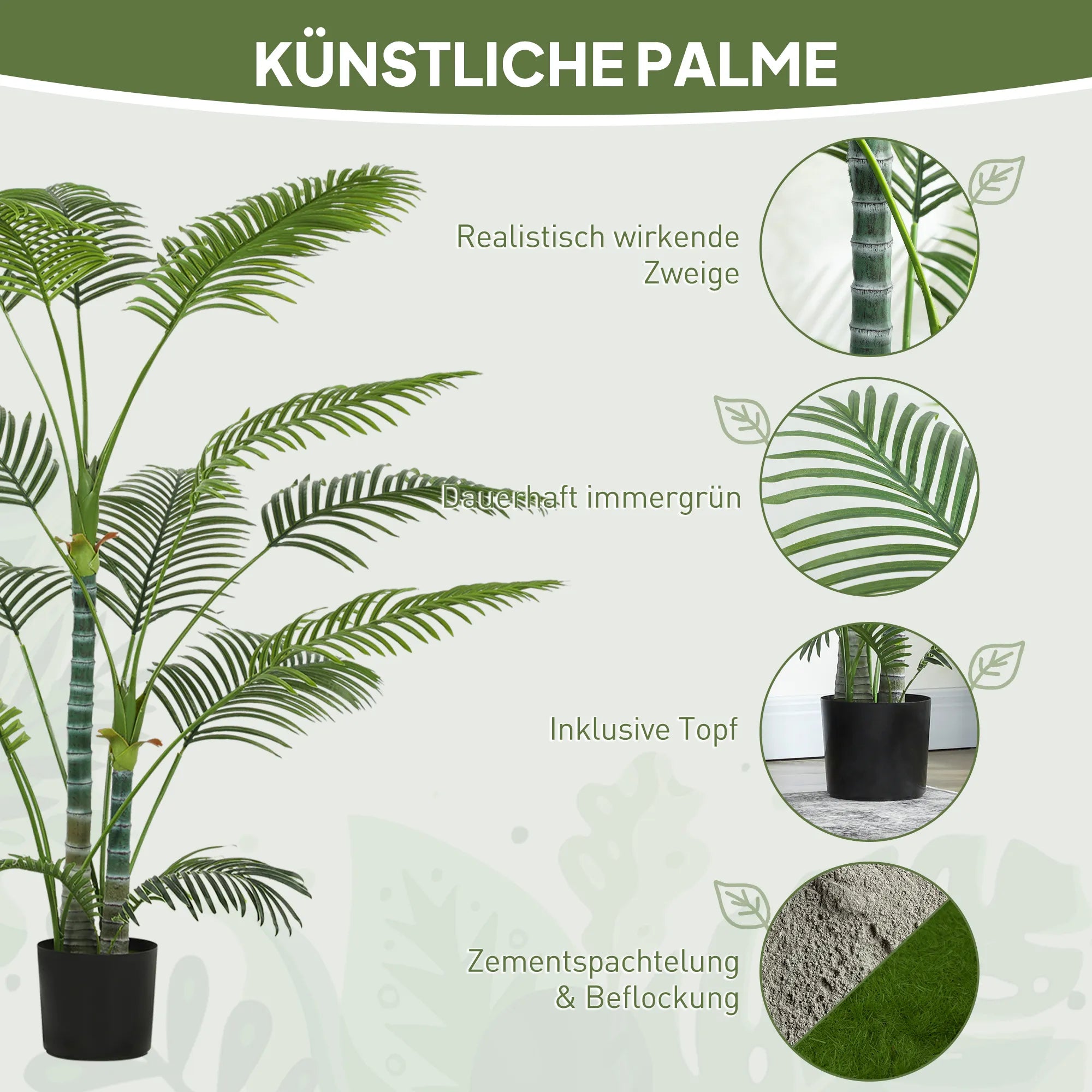 Dirbtinė palmė, 175 cm, žalia