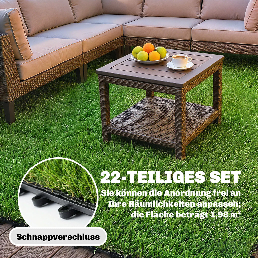 Dirbtinė žolė plytelėmis 30x30 cm, 22 vnt., su drenažo sistema, 1,98 m²