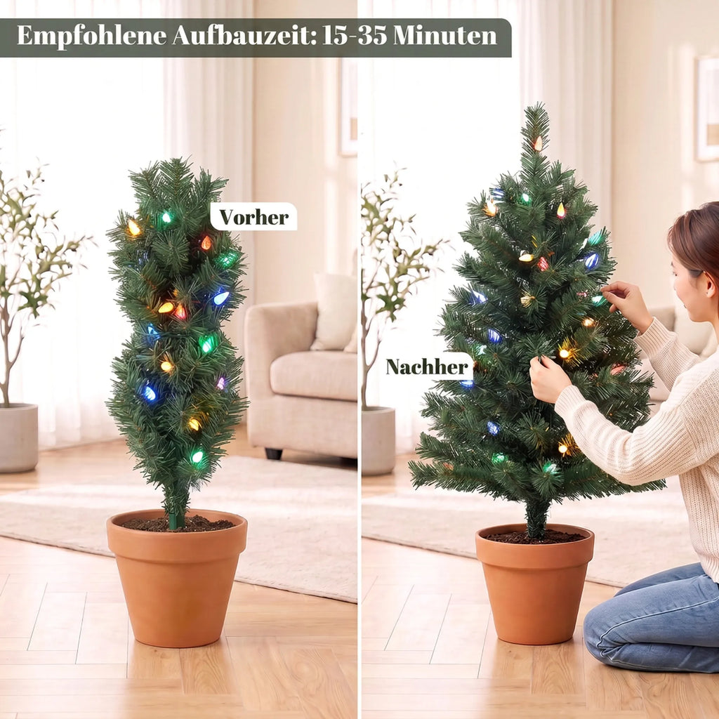 Dirbtinės kalėdinės eglutės, 2 vnt., 60 cm, 60 spalvotų LED lempučių