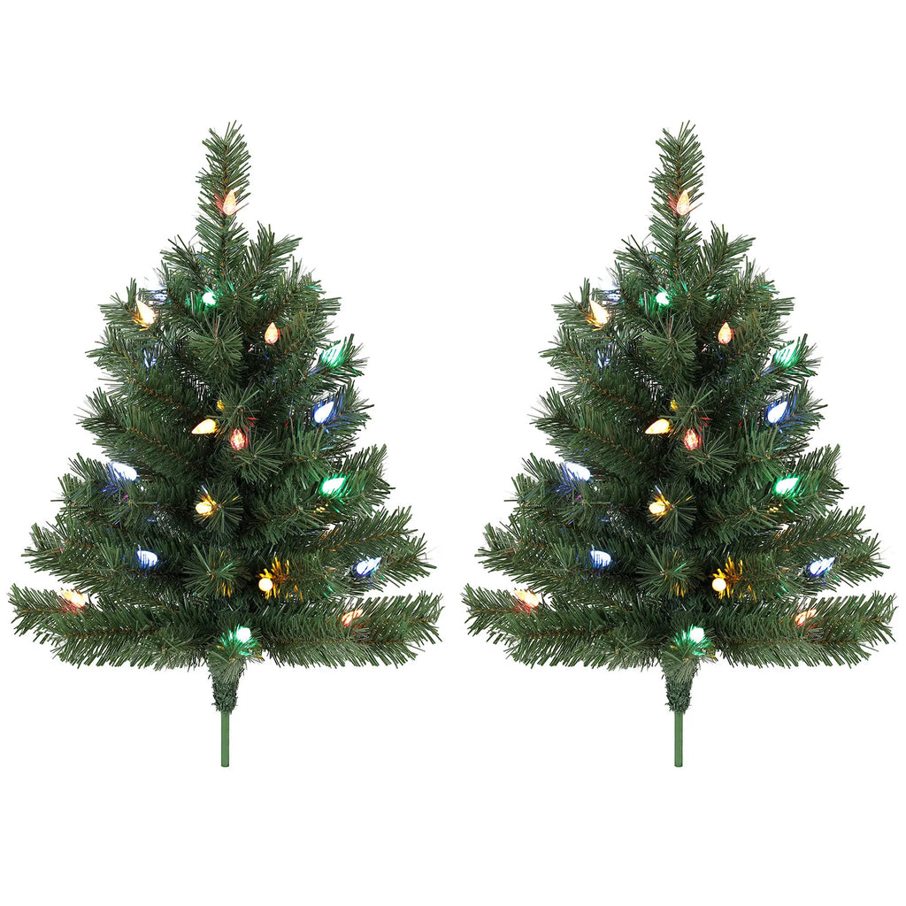 Dirbtinės kalėdinės eglutės, 2 vnt., 60 cm, 60 spalvotų LED lempučių