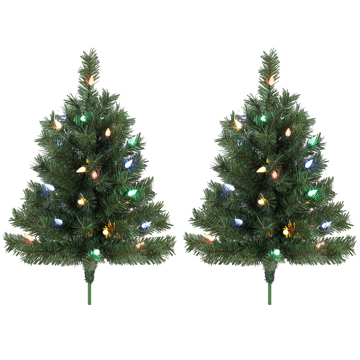 Dirbtinės kalėdinės eglutės, 2 vnt., 60 cm, 60 spalvotų LED lempučių