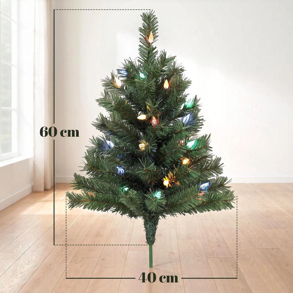 Dirbtinės kalėdinės eglutės, 2 vnt., 60 cm, 60 spalvotų LED lempučių
